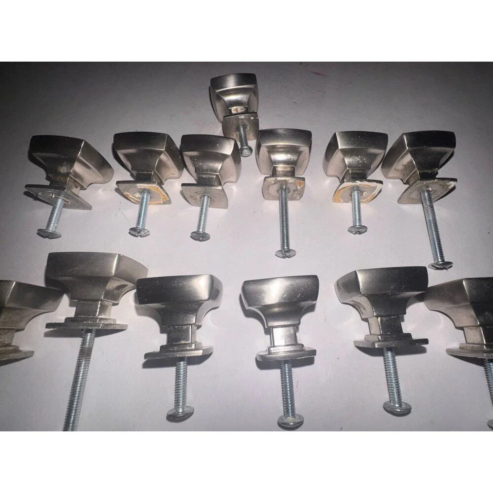 Lot 25 Satin Nickel Square Cabinet Drawer Knobs Modern Kitchen Pull Handles